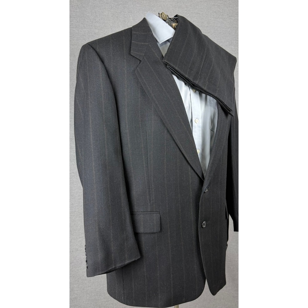 Austin Reed London Mens 44R Suit‎ Charcoal Grey Pinstripe 2pc Wool 35x30 80s